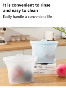 1个/3个装硅胶食品保鲜袋，密封可重复使用拉链袋，适用于冰箱、厨房、便携式，防止交叉污染 - 彩色 - 查看 11