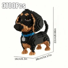 3700 piezas Juego de bloques de construcción, Perro salchicha lindo, Perro mascota, Regalo de vacaciones, Decoración de habitación para Navidad, Halloween - Multicolor - Ver 11