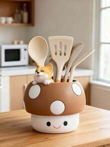Hộp đựng dụng cụ nhà bếp hình nấm hoạt hình dễ thương bằng nhựa, chất lượng cao, chống thấm nước, dùng để đựng đũa, thìa, phới lồng và các dụng cụ nấu nướng khác, dung tích lớn, trang trí đẹp mắt cho nhà bếp, phòng ăn, chống trượt, dễ vệ sinh, thích hợp sử dụng hàng ngày trong căn hộ, ký túc xá, nhà hàng. - Nhiều màu - Xem 7