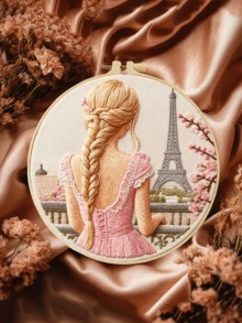 20x20cm/7.9x7.9in Hand Embroidery Kit, Woman Back View Pattern, Suitable For Adult Beginners, Includes Embroidery Cloth, Instructions, Embroidery Frame And Needles, Great Gift For Friends And Family, Home Decor, Office Craft - 20X20cm - View 4