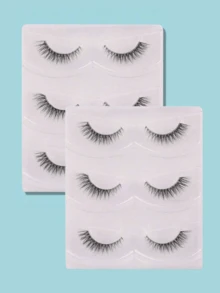 3对透明自然假睫毛，适合日常佩戴和化妆使用 - 黑色 - 查看 10