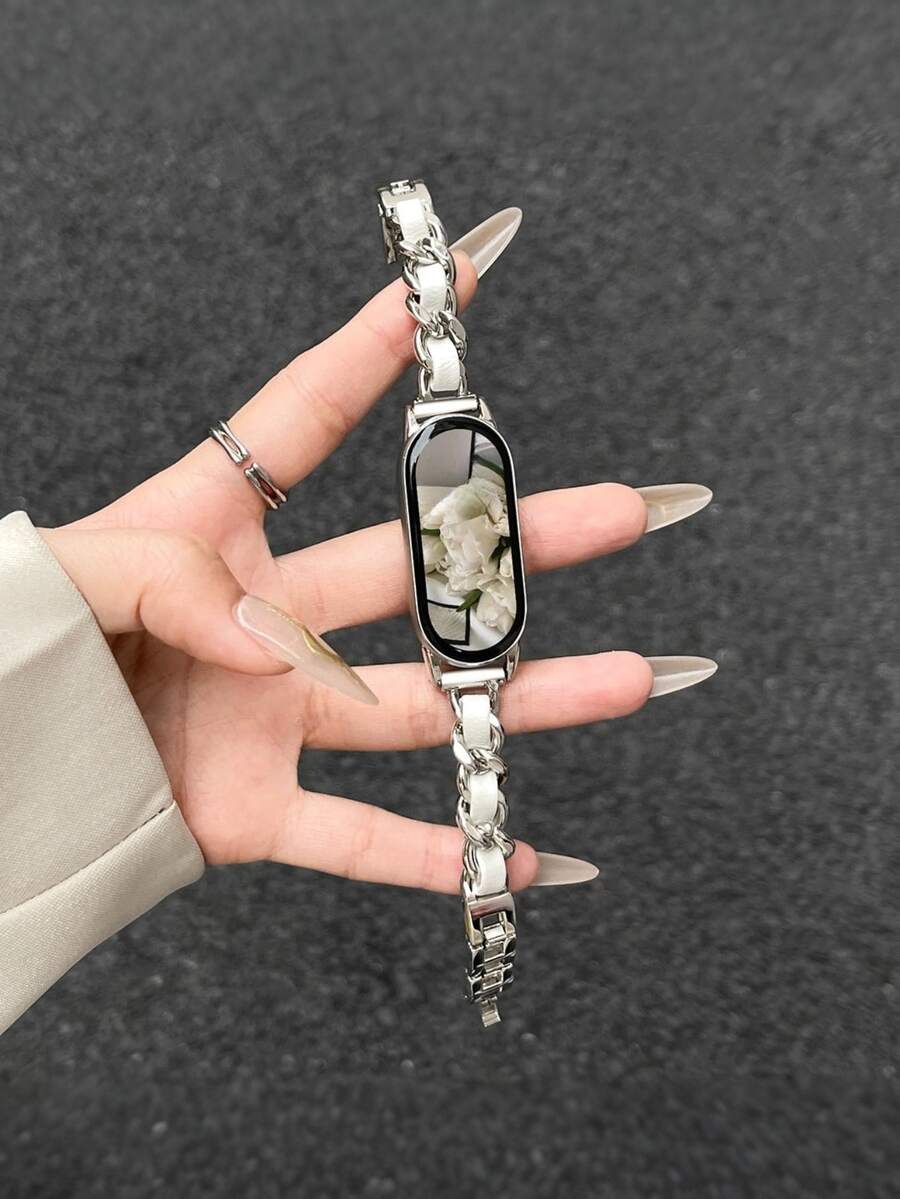 1条女士时尚合金表带，适用于小米手环8/9/10，奢华单排表带，优雅智能手表表带，日常通勤替换表带，智能手表配件，送给亲朋好友的完美礼物，适合圣诞节、生日、派对、日常佩戴