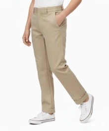 Boys High Quality Uniform Pants With Adjustable Hidden Waistband - 卡其色 - 查看 2