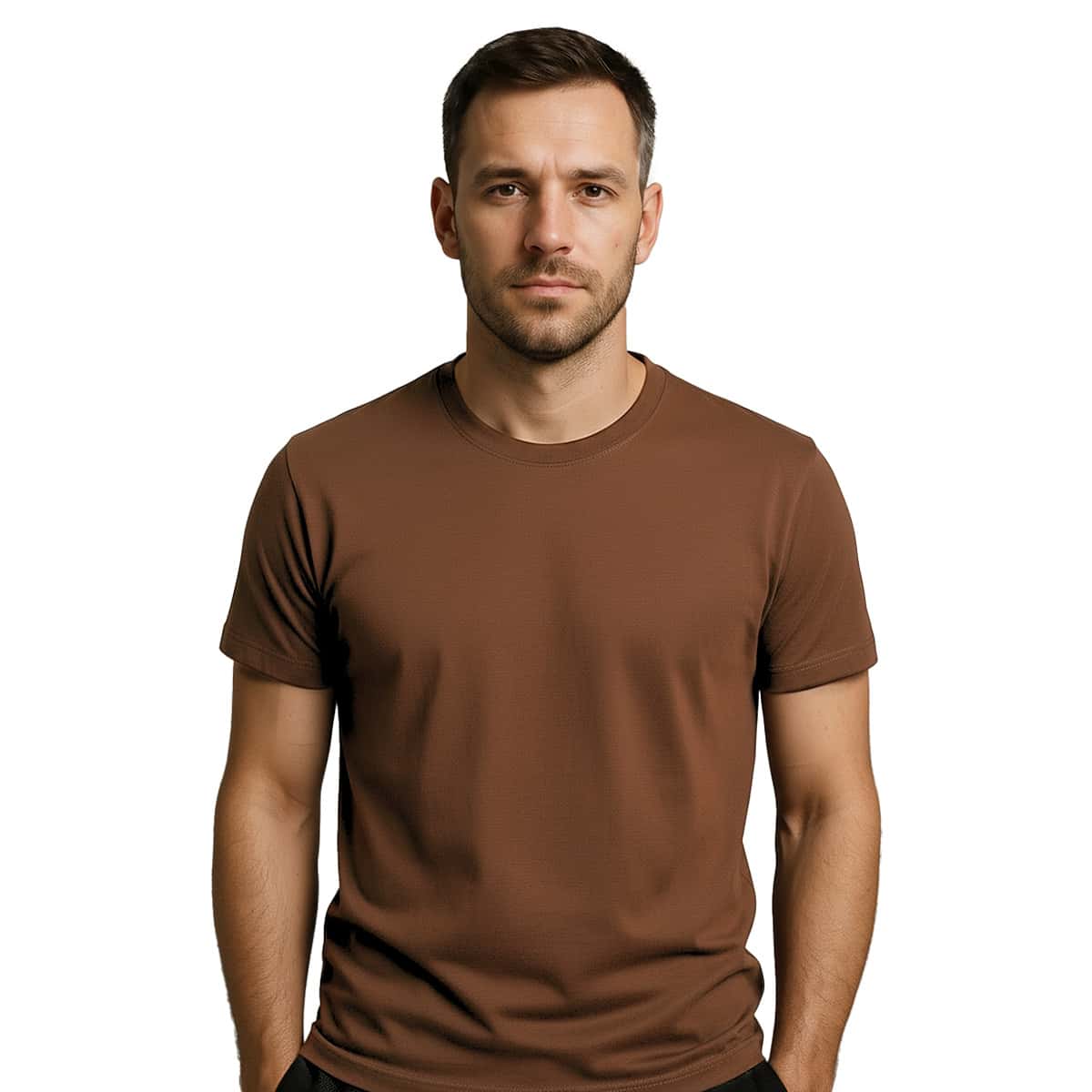 Men's T-Shirt, 100% Cotton, 30.1 Premium Yarn, Various Colors, Printed - 鏽棕色 - 查看 1