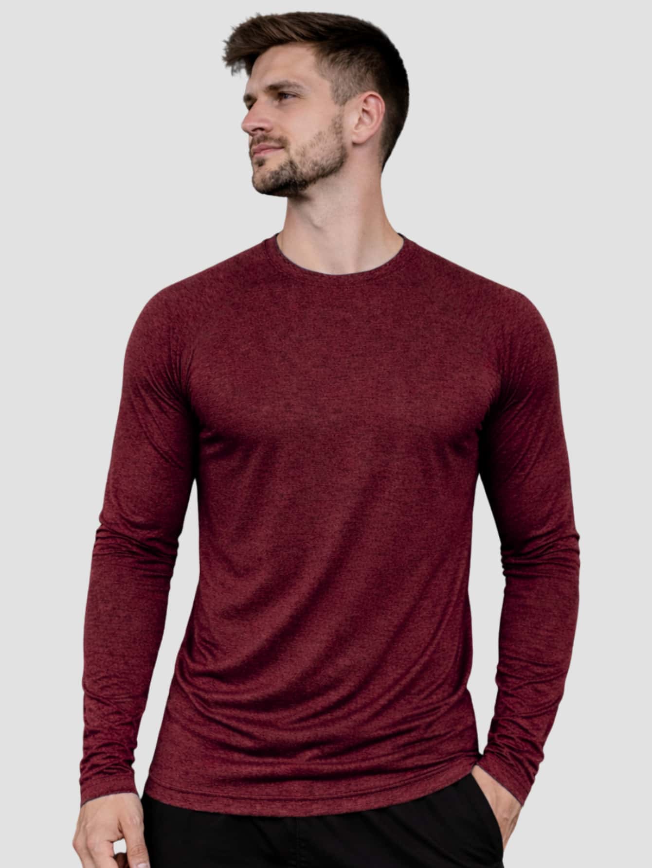 Men T-Shirts - 酒紅色 - 查看 1