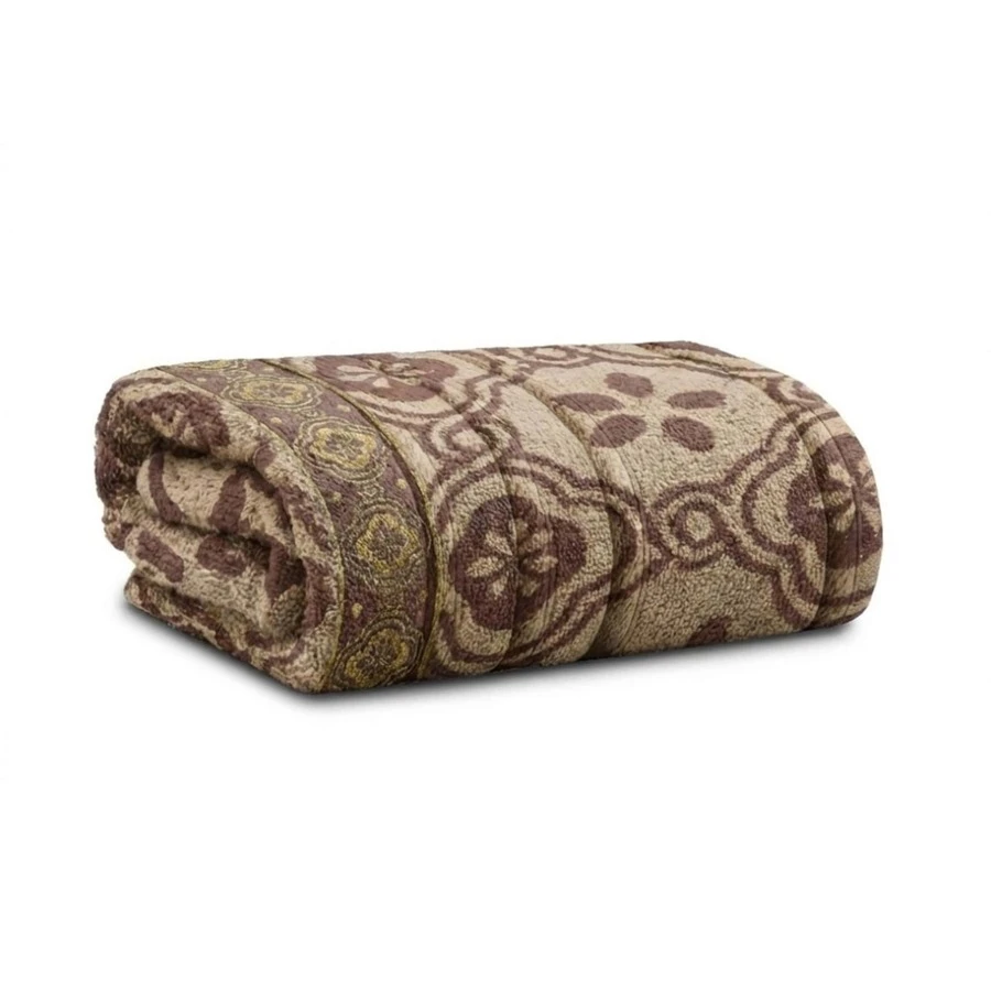 Large Soft Cotton Bath Towel With Luxury Print, 70*1.40 Cm - 圖案 1 - 黃色 - 查看 1