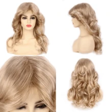 70年代法拉·福西特风格棕色长卷假发，日常派对佩戴全头假发，女士款，自然合成发丝，圣诞派对装扮假发，REEWES假发 - 彩色 - 查看 5