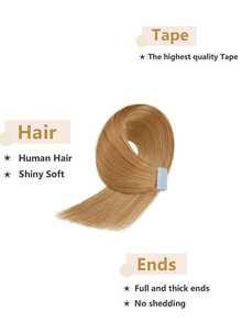 #27 30g 20pcs Straight Tape In Human Hair Extension. 18-28inch. Silky Seamless Invisible For Thin Hair Woman. Add Volume & Length. Natural Look. Top Quality Blue Tape In Hair Tape. - S27 - View 4