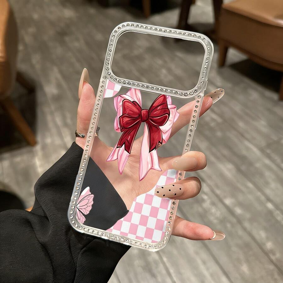 Pensamientos Rosas DulcesSet with diamonds, suitable for 16, 17 Pro Max, 16, 15 Pro, 14 Plus, 13, 12 Pro, 11 Pro Max, X, XS Max, suitable for all, and the perfect gift for friends and family during Christmas, Halloween and other holidays. - transparente - Ver 1