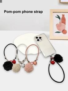 新款毛绒绒手机挂绳钥匙扣PU相机防丢腕带水壶包短挂绳+防丢垫 - 彩色 - 查看 7