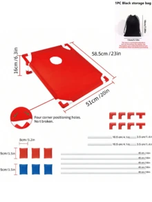 Bộ trò chơi ném túi đậu Cornhole gấp gọn, thiết kế tương phản đỏ và xanh dương, chất liệu vải Oxford dày dặn kết hợp với đế PVC chống trượt, không có họa tiết, bao gồm 8 túi đậu, thích hợp cho sân vườn, tiệc tùng, bãi biển, các buổi tụ họp Giáng sinh và Năm mới. - Trò chơi bao cát - Xem 5