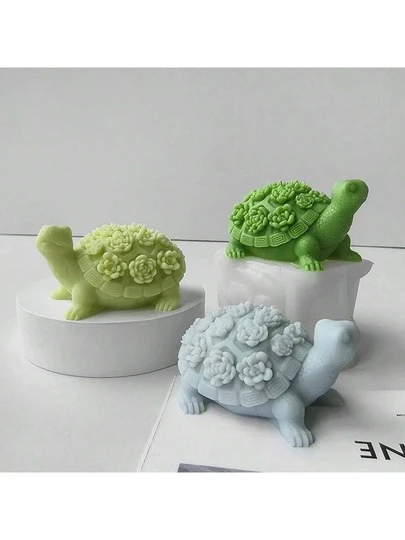 3D海龟硅胶树脂模具，多肉植物海龟石膏香薰蜡烛手工皂环氧树脂装饰家居装饰模具