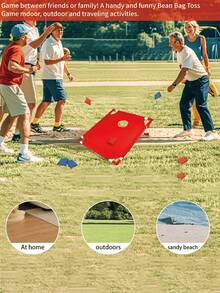 Bộ trò chơi ném túi đậu Cornhole gấp gọn, thiết kế tương phản đỏ và xanh dương, chất liệu vải Oxford dày dặn kết hợp với đế PVC chống trượt, không có họa tiết, bao gồm 8 túi đậu, thích hợp cho sân vườn, tiệc tùng, bãi biển, các buổi tụ họp Giáng sinh và Năm mới. - Trò chơi bao cát - Xem 3