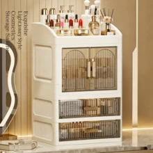 Light Luxury Double Door Drawer Organizer, Desktop Dustproof Cosmetic Storage Rack, Vanity Skincare Lipstick Storage Box - 雙開門2抽屜 - 查看 7