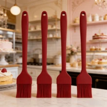 2pcs Silicone Brush Set, 2/4/6pcs - Large BBQ Brush & Small Baking Brush - Heat Resistant Cooking Tools For Even Butter/Oil Coating - Dishwasher (Red) - Small - View 6