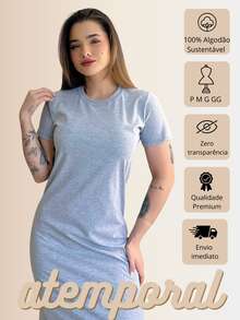 Women's Basic Plain Casual Comfortable Premium Cotton Midi Dress - 灰色 - 查看 4