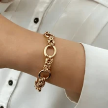 VKHK 1 Phong Cách Punk Thép Không Gỉ Mạ Vàng 18K Dây Xích Vòng Tay Thích Hợp Cho Phụ Nữ, Nam Giới, Cặp Đôi, hàng Ngày, Quà Tặng - Vòng đeo tay - Xem 6