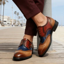 Men's English-Style Saratoga Best-Selling Shoes, Suitable For  Business Banquets, Laced Leisure Party Shoes - màu nâu - Xem 6