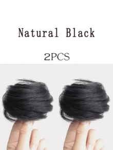 2 chiếc vòng cài tóc giả hình đầu Maruko dễ thương, tóc nối cho trẻ em, tóc giả trẻ em, tóc giả hình nụ hoa cho bé gái, vòng cài tóc giả, tóc dài, túi đựng tóc giả, búi tóc. - Hai tông màu - Xem 3