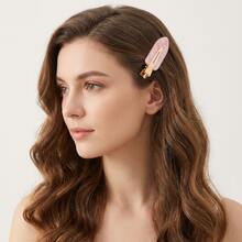 4pcs Seamless Women Hair Clips - Elegant Pink & White Mermaid Style Self-Adhesive Bangs Clips, Suitable For Makeup, Styling, Face Washing, Salon And Daily Use - Multicolor - View 1