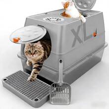 Extra Large Stainless Steel Cat Litter Box Set. Premium Stainless Steel, Easy To Clean And Splash-Proof. Includes A Litter Scoop, Step Pedal, Anti-Slip Mat And Deodorizing Carbon Pack. - XL - View 10