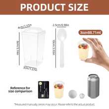 Bộ 20/40/80 chiếc ly tráng miệng thanh lịch, ly mousse tái sử dụng có nắp và thìa, ly bánh mini trong suốt, ly sữa chua vuông, ly pudding hình thang, thích hợp cho sữa chua, bánh ngọt, pudding, trái cây, món khai vị, tiệc tùng và đám cưới, Giáng sinh, Halloween, Lễ Tạ ơn. - - - Xem 2