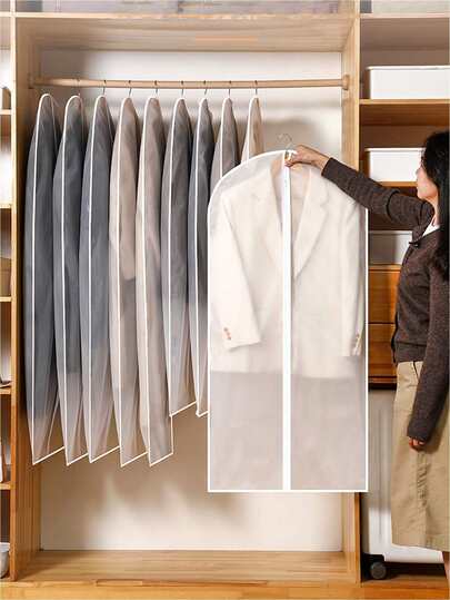 1/4 Dustproof Bags, Washable Dust Covers, Hanger-Style Clothing Storage Bags Suitable For Fabrics Such As Dresses, Shirts, Jackets, And Oxford Cloth, Ideal For Bedrooms And Wardrobes. High-Quality Clothing Hanging Bags - Breathable Plastic Covers, Perfect Home Storage Boxes, Space-Saving Wardrobe Solutions With Zippered Closures