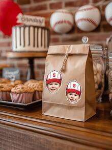 Custom Face Stickers, Photo Stickers, Personalized Baseball-Themed Face Stickers, Custom Stickers, Teen Birthday Party Photo Stickers, Party Sponsor Stickers - Multicolor - View 11