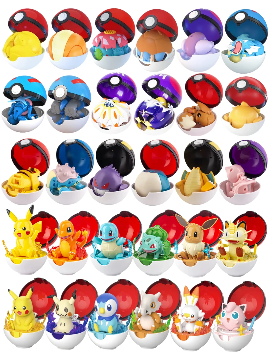 pokemon 30款正版宝可梦玩具，带精灵球，可变形玩偶，包括皮卡丘、喷火龙、妙蛙花、小火龙、杰尼龟、水箭龟、伊布、梦幻、超梦、暴鲤龙、甲贺忍蛙、路卡利欧、快龙、拉普拉斯、露奈雅拉等。 - 彩色 - 查看 1