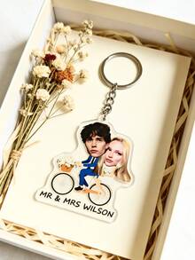 1/3/5pcs Custom Creative Wedding Keychain With Personalized Acrylic Photo Portrait - Customize Couple Photos And Text, Personalized Photo Keychains, Wedding, Anniversary, Valentine's Day Gifts - Multicolor - View 7