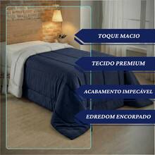 Single-Size Reversible Comforter, 400 Thread Count, Soft Touch, Thick Fabric, Comfortable, Warm, Premium Quality. - 海軍藍-灰色 - 查看 2