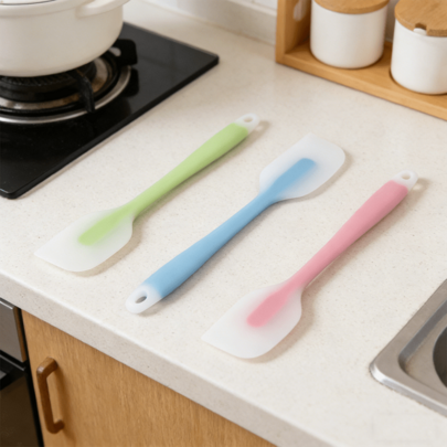 硅胶刮刀套装，8英寸耐热橡胶刮刀，适用于烘焙和烹饪，不粘厨房用具，可用于搅拌蛋糕糊、翻炒鸡蛋，可放入洗碗机清洗（粉色/蓝色/绿色，2/4件装可选）