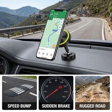 Giá đỡ điện thoại từ tính cho ô tô, vòng phát sáng màu xanh lá cây huỳnh quang, xoay 360°, bề mặt chống trượt, giá đỡ định vị dán trên bảng điều khiển. - A - Xem 7