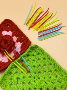 弯头缝纫针、彩色缝纫针、安全编织针、大眼缝纫针、毛线DIY缝纫专用针、小学生学习DIY教学针 - 塑膠大眼彎針 - 查看 1