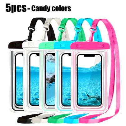5/4/3/2/1pcs Waterproof Bag, Universal Waterproof Phone Pouch, Air Cushion Waterproof Phone Case, Swimming Waterproof Phone Bag, Beach Waterproof Phone Dry Bag, Suitable For Smartphones, Christmas, Halloween Gifts, Home, Room, Birthday, New Year, Accessories, Friends, Fun Gifts, Summer, Beach