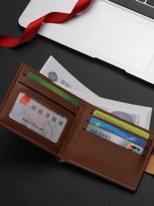 1pc Personalized Name/Initials Men's Wallet With Engraving - Large Capacity Money Holder Suitable For Christmas, Valentine's Day & Father's Day Gifts - Durable Personalized Cash & Card Organizer - Multicolor - View 2