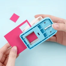 1个大型矩形印章冲孔器 | 手动拉杆式压花边缘冲孔器，适用于DIY工艺品和纸艺 | 新年手工艺品、冬季纸艺、复古纸艺工具、纪念品收藏、手工日记配件的必备品 - 多色 - 查看 4