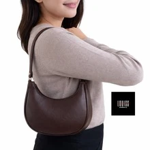 Minimalist Small Compact Women's Bag With Zipper In Gold Details Fashion - 鏽棕色 - 查看 3