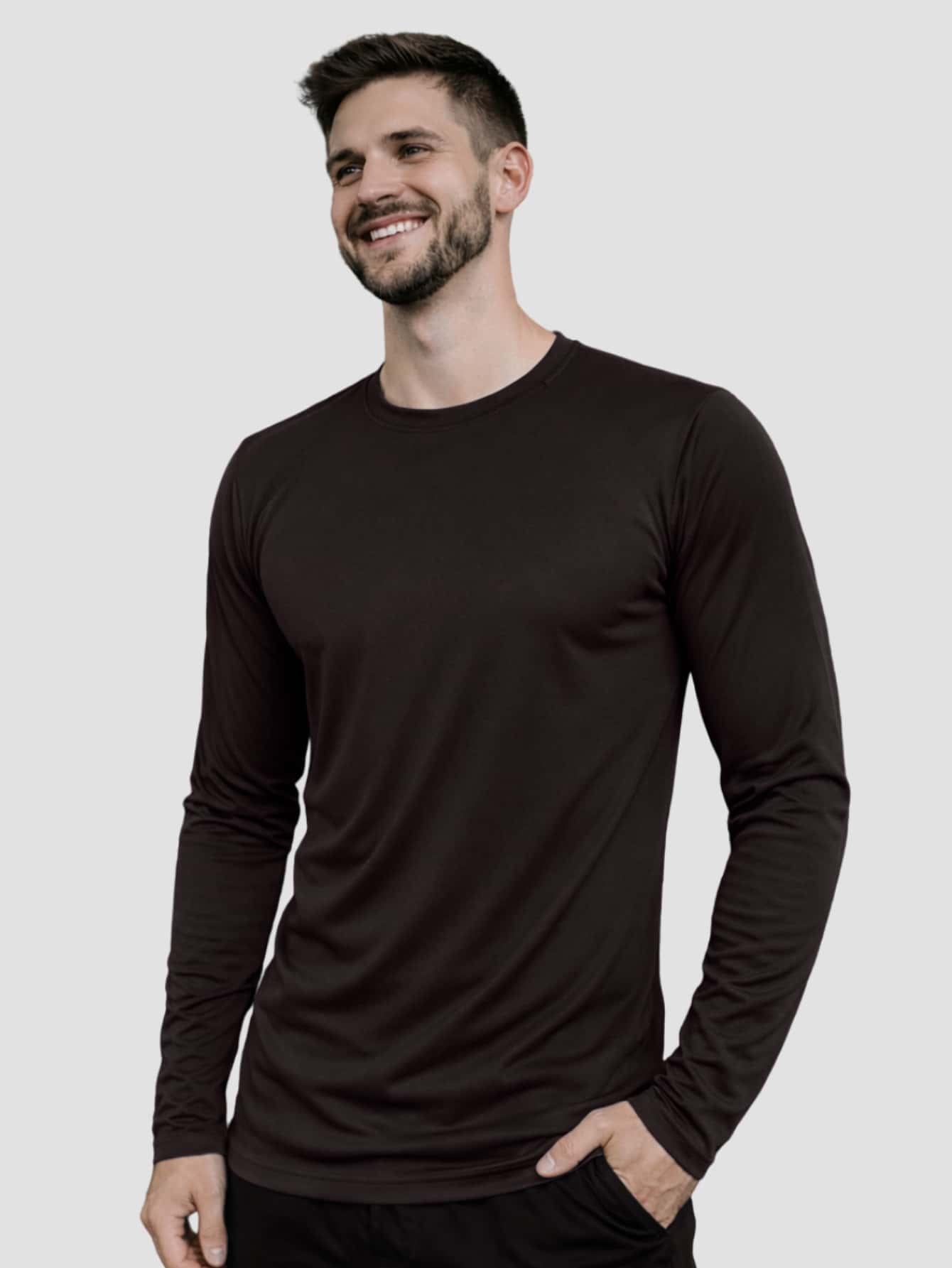 Men's Long Sleeve Dry Fit T-Shirt For Gym And Workout - Black - View 1