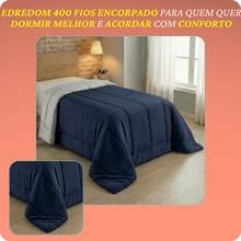 Single-Size Reversible Comforter, 400 Thread Count, Soft Touch, Thick Fabric, Comfortable, Warm, Premium Quality. - 海軍藍-灰色 - 查看 4