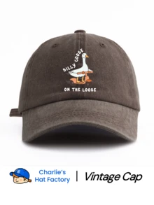 1pc Vintage Washed Baseball Cap - Funny "Carefree Silly Goose" Skateboard Print - Multiple Retro Colors Available - Soft Adjustable Dad Hat Suitable For Street, Travel And Weekend Activities,Summer,Beach,Holiday,Festival - ON tHE LOOSE - View 14