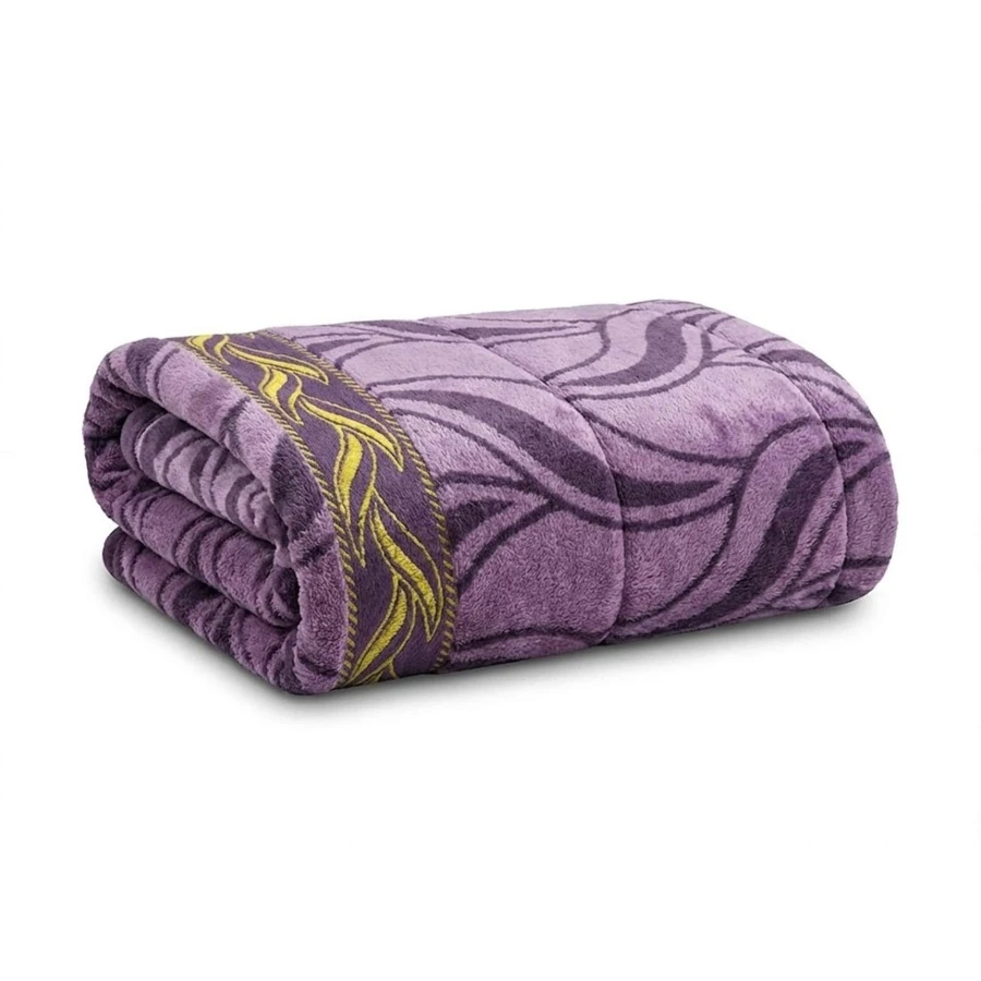 Set Of 4 Large Soft Cotton Bath Towels With Luxury Print, 70*1.40 Cm - 圖案 3 – 紫色 - 查看 1