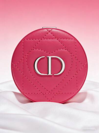 Dior Rose Red Heart-Patterned Handheld Mirror/Pocket Mirror