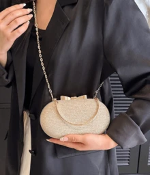 Elegant Fashion Miniature Banquet Clutch/Sparkling Handbag/Diamond Formal Clutch, Shiny Party Metallic Chain, Gold Wedding Purse, Crossbody Handbag, Women Bag, Party Bags,Perfect For Party Wedding Prom Dinner/Banquet Matching With Holiday Party Dress Evening Dress & Sequin Dress , New Year , Wedding - Vàng - Xem 2