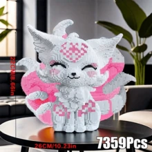 7359 delar söt rosa niosvansad räv byggklossset, sammankopplade klossar, handgjort 3D-mosaikpussel, lämplig för familjeaktiviteter och sammankomster från 14 år - Multifärgad - Visa 11