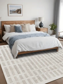 1pc Modern Vintage Geometric Colorful Striped Plush Area Rug/Carpet/Bath Mat/Door Mat/Runner, Soft Faux Wool, Suitable For Bathroom, Kitchen, Entryway, Hallway, Bedside, Living Room, Bedroom, All Season Machine Washable Home Decor - Multicolor - View 7