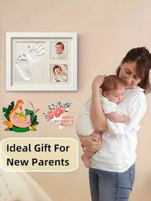 Baby Handprint & Footprint Clay Mold Kit, Newborn Infant Foot Hand Print Keepsake Memorable Gift With Frame, Includes Clay And Frame - Multicolor - View 8