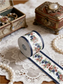 Self-Adhesive PVC Waterproof Wall Sticker Baseboard For Kitchen And Bathroom - Blue Flowers - View 1