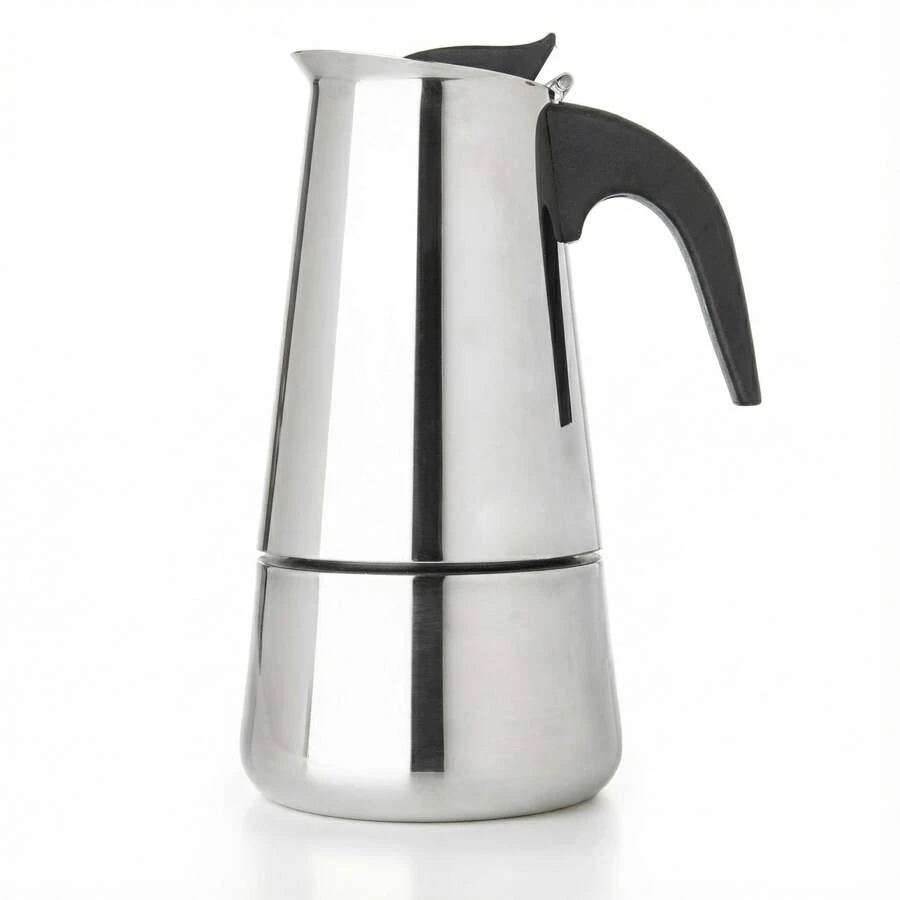 2/4/6/9/12 tazas Cafetera de Espresso de Acero Inoxidable, Cafetera Moka de 100-600ml para el hogar, la cocina, el camping - Plateado - Ver 1