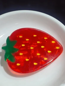 Red Strawberry Acetate Sweet Fruit Cute Hair Claw, Durable Elegant Half-Up Versatile Hairclip Sturdy Hair Claw - Red - View 7